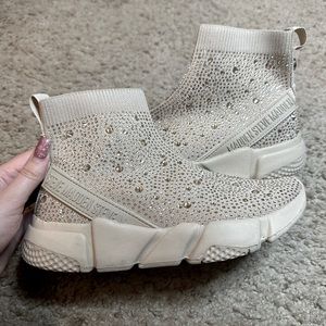 Steve Madden Kaia Encrusted Sock Sneakers Rhinestone Booties 6.5